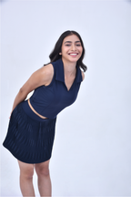 PLEATED SKORT SET- MIDNIGHT BLUE