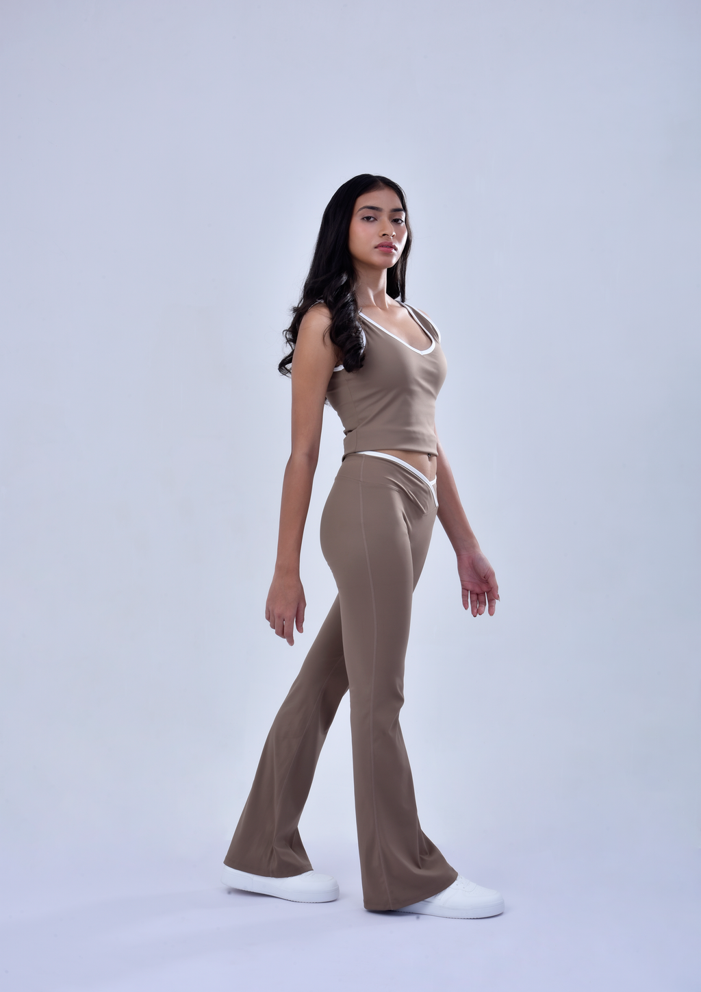 FLARE CO-ORD SET - TAUPE BROWN