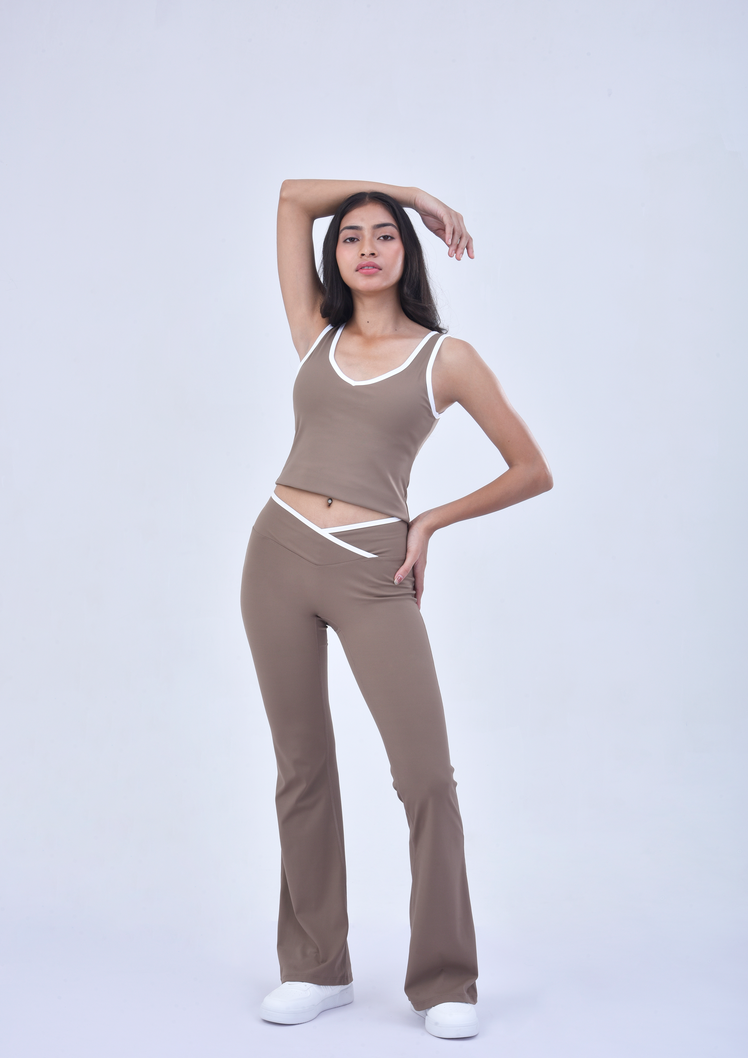 FLARE CO-ORD SET - TAUPE BROWN