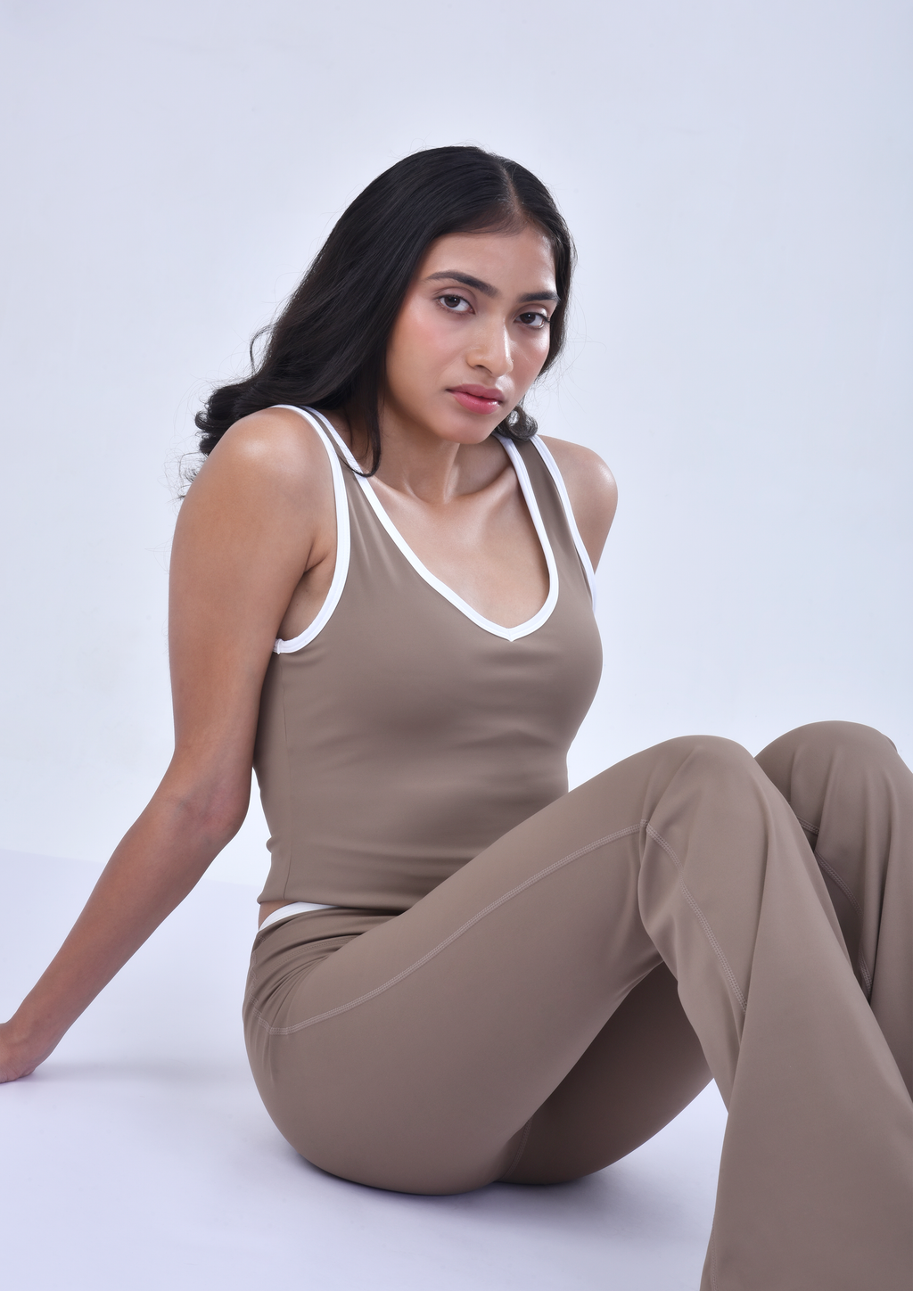 FLARE CO-ORD SET - TAUPE BROWN
